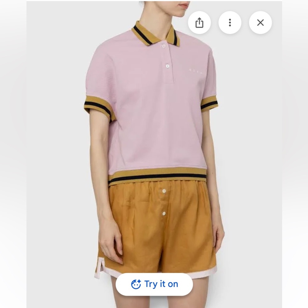 Marni Pastel Pink Polo with Mustard & Black Trim